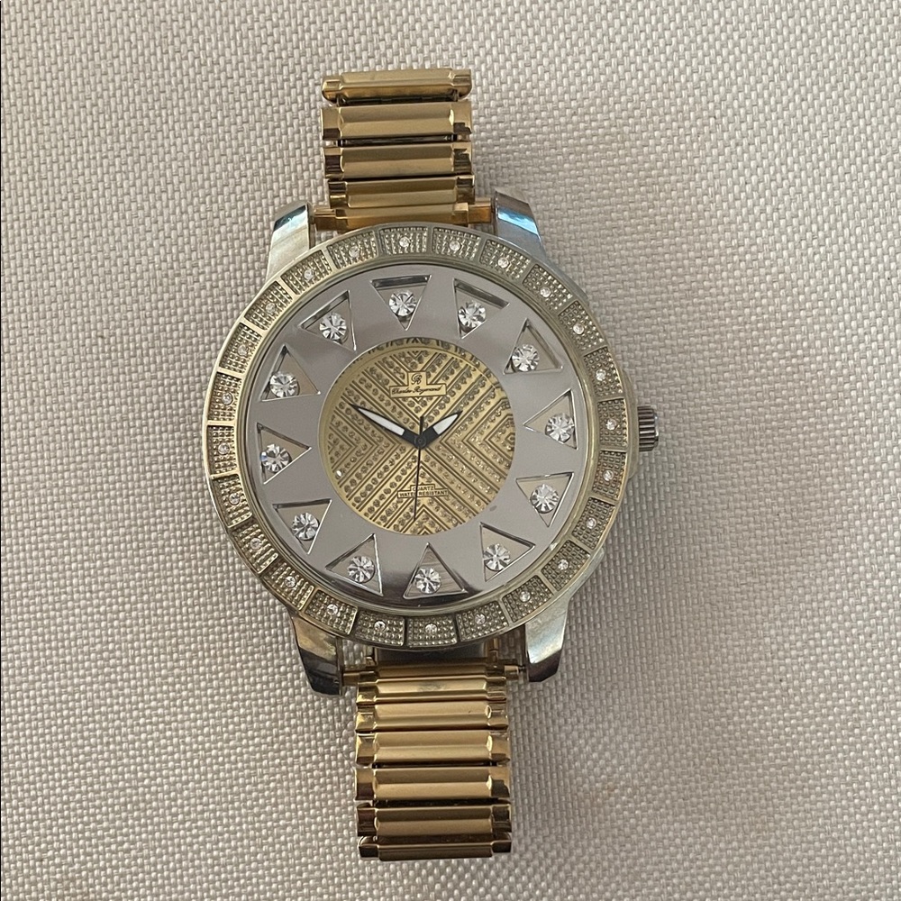 Charles Raymond Gold and Silver Watch with Diamond Accents